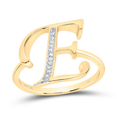 10K Yellow Gold 1/20 CTW-Natural Diamond Gift Initial "E" Ladies Ring 2.35 Gram
