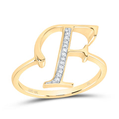 10K Yellow Gold 1/20 CTW-Natural Diamond Gift Initial "F" Ladies Ring 2.08 Gram