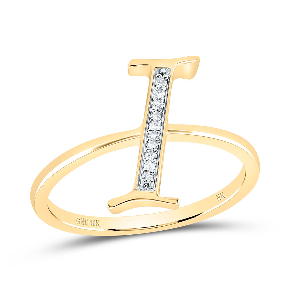 10K Yellow Gold 1/20 CTW-Natural Diamond Gift Initial "I" Ladies Ring 1.55 Gram