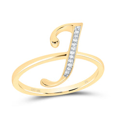 10K Yellow Gold 1/20 CTW-Natural Diamond Gift Initial "J" Ladies Ring 1.68 Gram