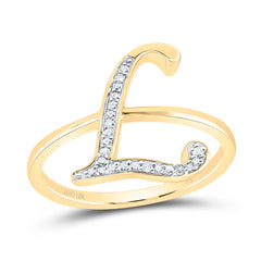 10K Yellow Gold 1/10 CTW-Natural Diamond Gift Initial "L" Ladies Ring 1.93 Gram