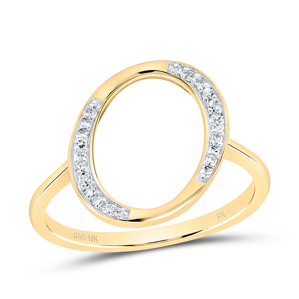 10K Yellow Gold 1/10 CTW-Natural Diamond Gift Initial "O" Ladies Ring 1.60 Gram