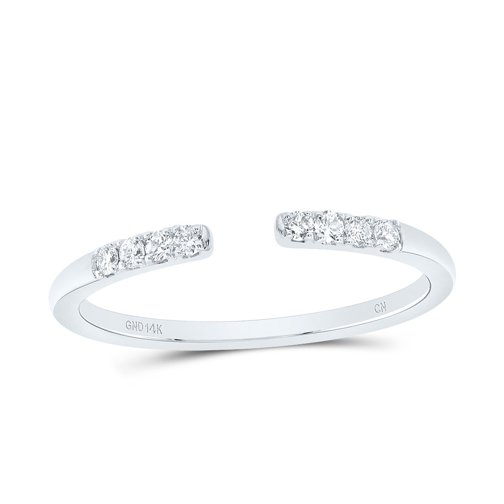 14K White Gold 1/10 Ct-Natural Diamond Fashion Ladies Band 1.61 Gram
