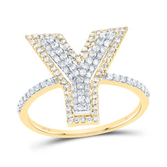 10K Yellow Gold 1/2 CTW-Natural Diamond Fashion Initial "Y" Ladies Ring 2.08 Gram