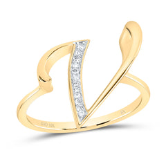 10K Yellow Gold 1/20 CTW-Natural Diamond Gift Initial "V" Ladies Ring 2.34 Gram