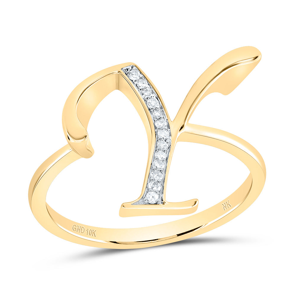 10K Yellow Gold 1/20 CTW-Natural Diamond Gift Initial "Y" Ladies Ring 2.17 Gram