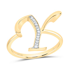 10K Yellow Gold 1/20 CTW-Natural Diamond Gift Initial "Y" Ladies Ring 2.17 Gram