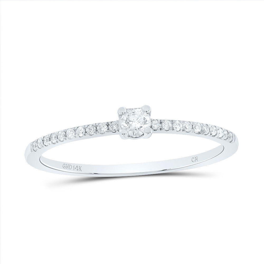 14K White Gold 1/6 Ct-Natural Diamond Fashion Ladies Band 1.19 Gram