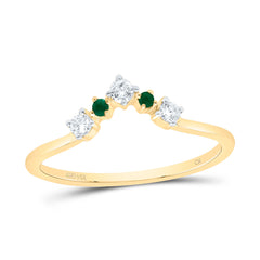 14K Yellow Gold 1/8 CTW-Natural Diamond0.02 CTWrd-Em Natural Gemstone Ladies Enhancer Ring 1.369 Gram