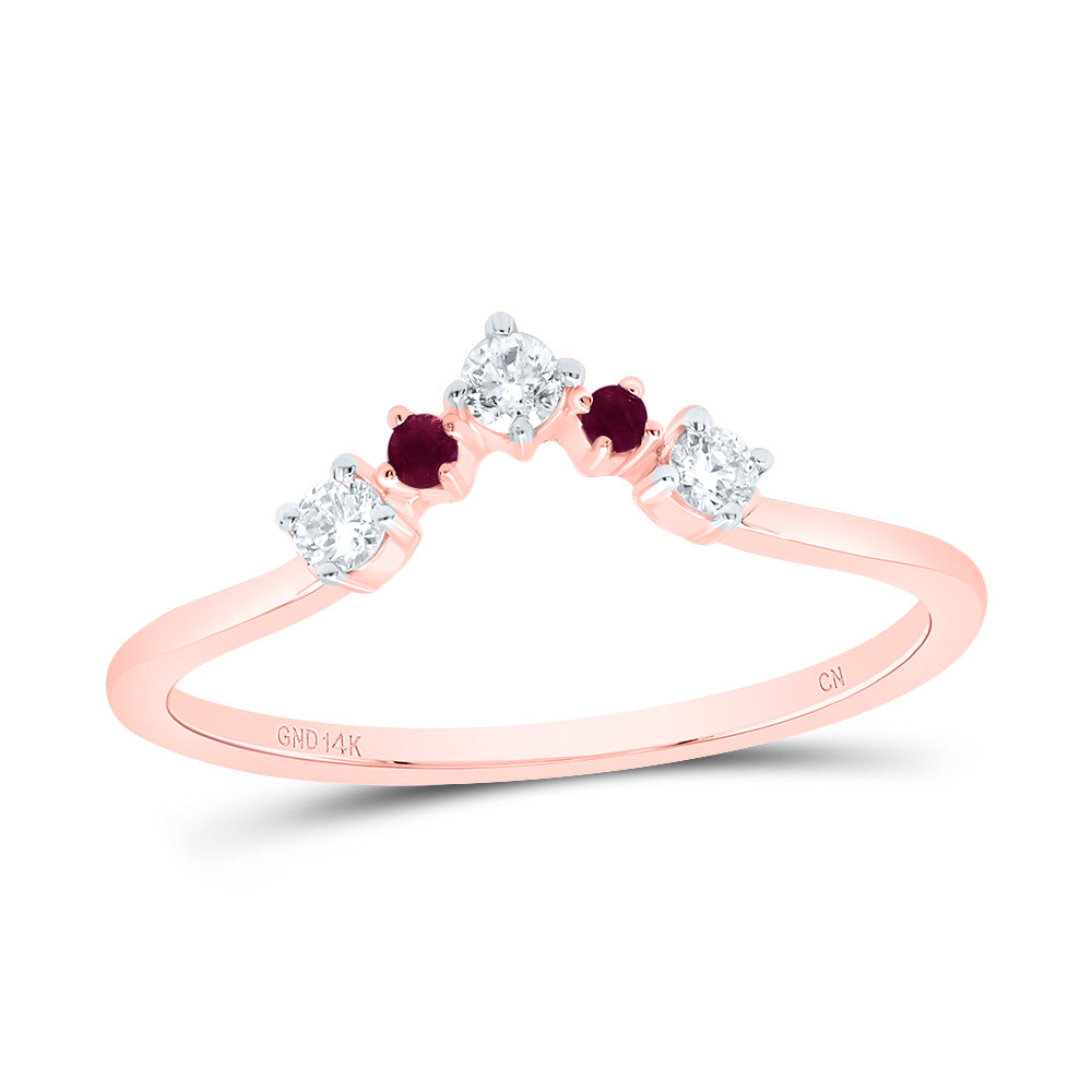 14K Rose Gold 1/8 CTW-Natural Diamond0.03 CTWrd-Ru Natural Gemstone Ladies Enhancer Ring 1.52 Gram
