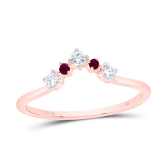14K Rose Gold 1/8 CTW-Natural Diamond0.03 CTWrd-Ru Natural Gemstone Ladies Enhancer Ring 1.52 Gram