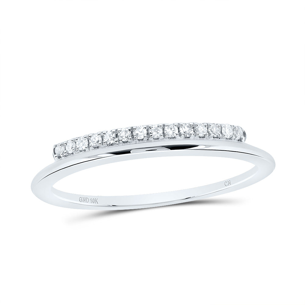 10K White Gold 1/10 Ct-Natural Diamond Fashion Ladies Band 1.52 Gram