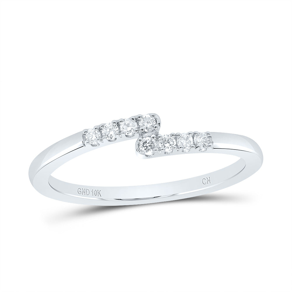 10K White Gold 1/10 Ct-Natural Diamond Fashion Ladies Band 1.57 Gram