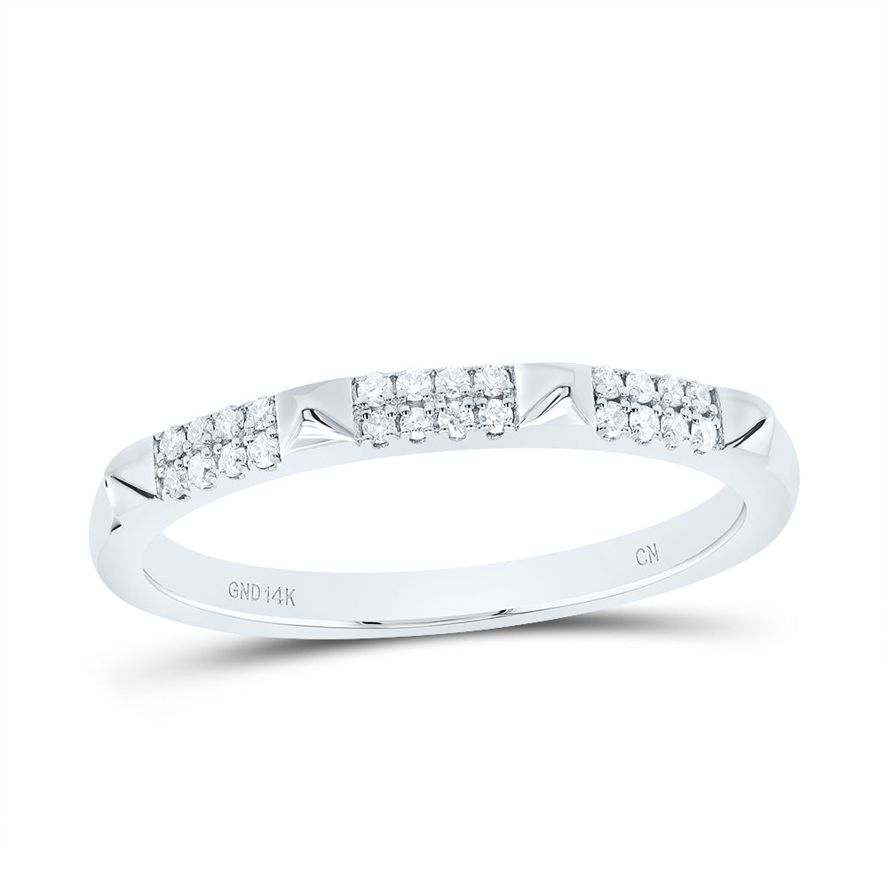 14K White Gold 1/10 Ct-Natural Diamond Fashion Ladies Band 2.32 Gram