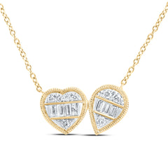 14K Yellow Gold 1/4 CTW-Natural Diamond Fashion Pear-Heart Necklace(18 Inch ) 2.33 Gram