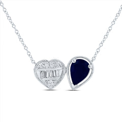 14K Yellow Gold 1/8 CTW-Natural Diamond 7X5MM-Ps-Bs Natural Gemstone Pear-Heart Necklace (18 Inch ) 2.10 Gram