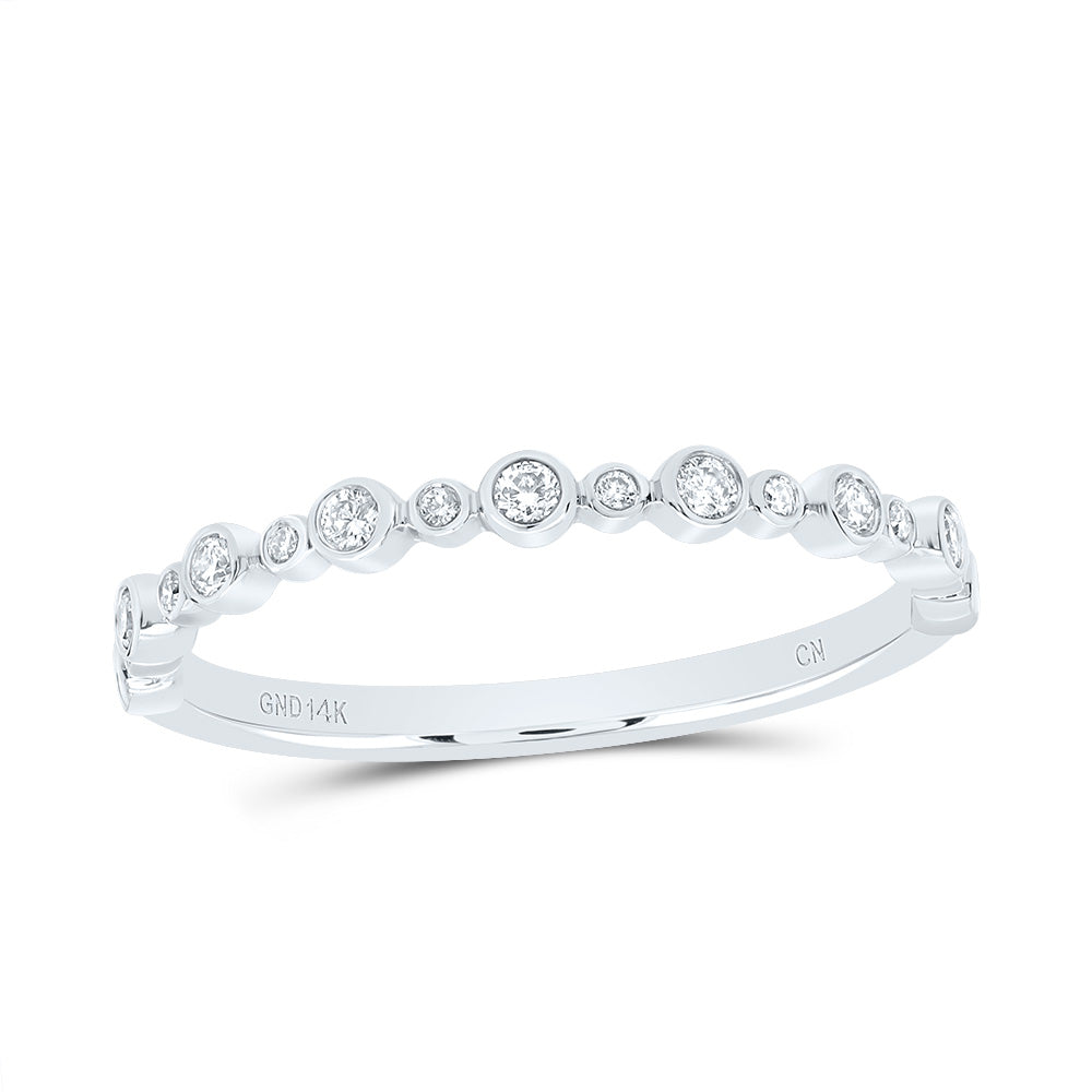 14K White Gold 1/6 Ct-Natural Diamond Fashion Ladies Band 1.49 Gram