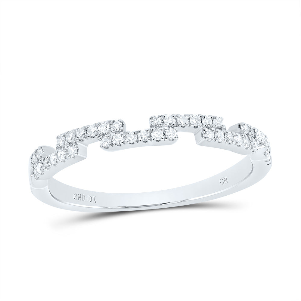 10K White Gold 1/6 CTW-Natural Diamond Fashion Ladies Band 1.74 Gram