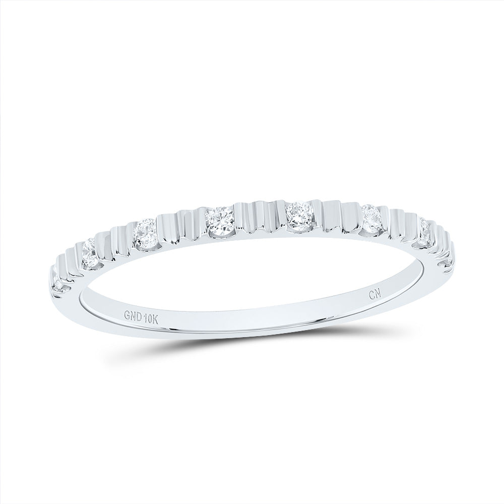 10K White Gold 1/10 Ct-Natural Diamond Fashion Ladies Band 1.53 Gram