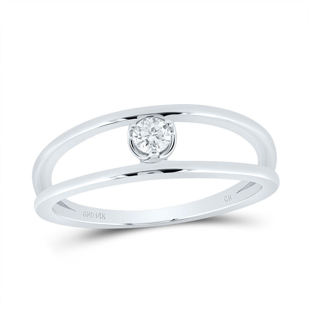 14K White Gold 1/8 Ct-Natural Diamond Fashion Promise Ring 2.64 Gram