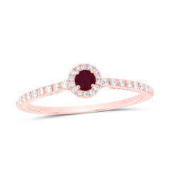14K Rose Gold 1/5 CTW-Natural Diamond 3MM Rd-Ru Natural Gemstone Round Ring 1.4 Gram