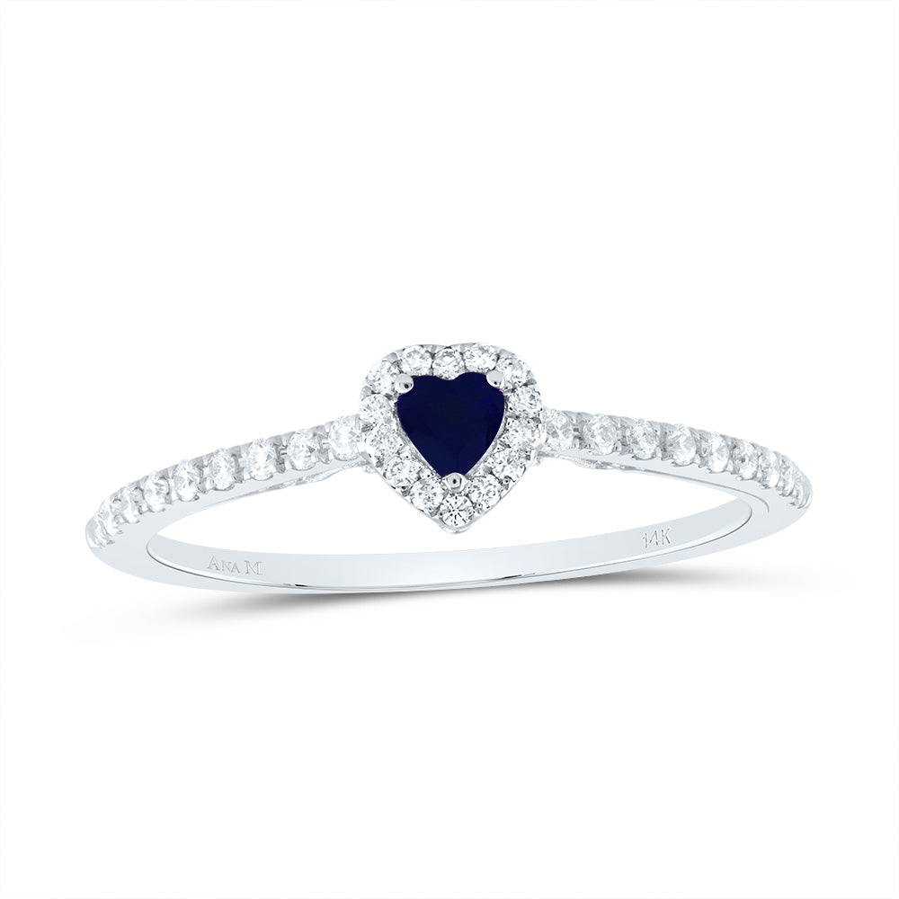 14K White Gold 1/5 CTW-Natural Diamond 3MM Heart-Bs Natural Gemstone Heart Ring 1.52 Gram