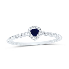 14K White Gold 1/5 CTW-Natural Diamond 3MM Heart-Bs Natural Gemstone Heart Ring 1.52 Gram