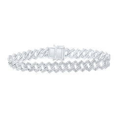 Sterling Silver 2 Ct-Natural Diamondp4 10MM Gift Cuban Bracelet (8 Inch ) 19.22 Gram