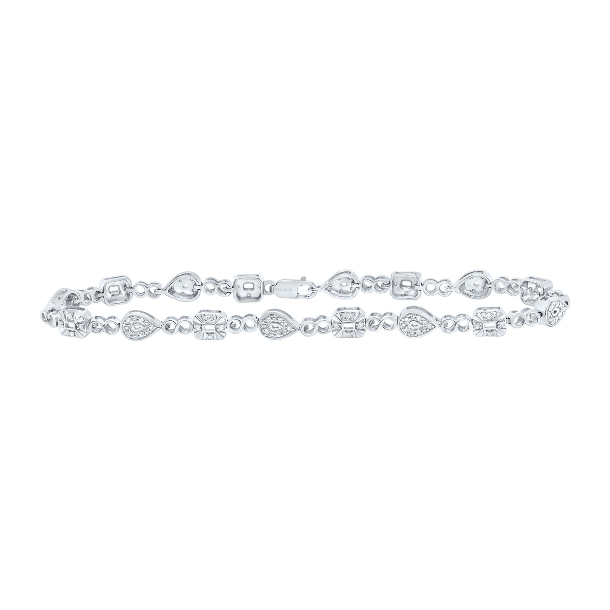Sterling Silver 1/4 Ct-Natural Diamond Gift Pear Bracelet (7 Inch ) 6.77 Gram