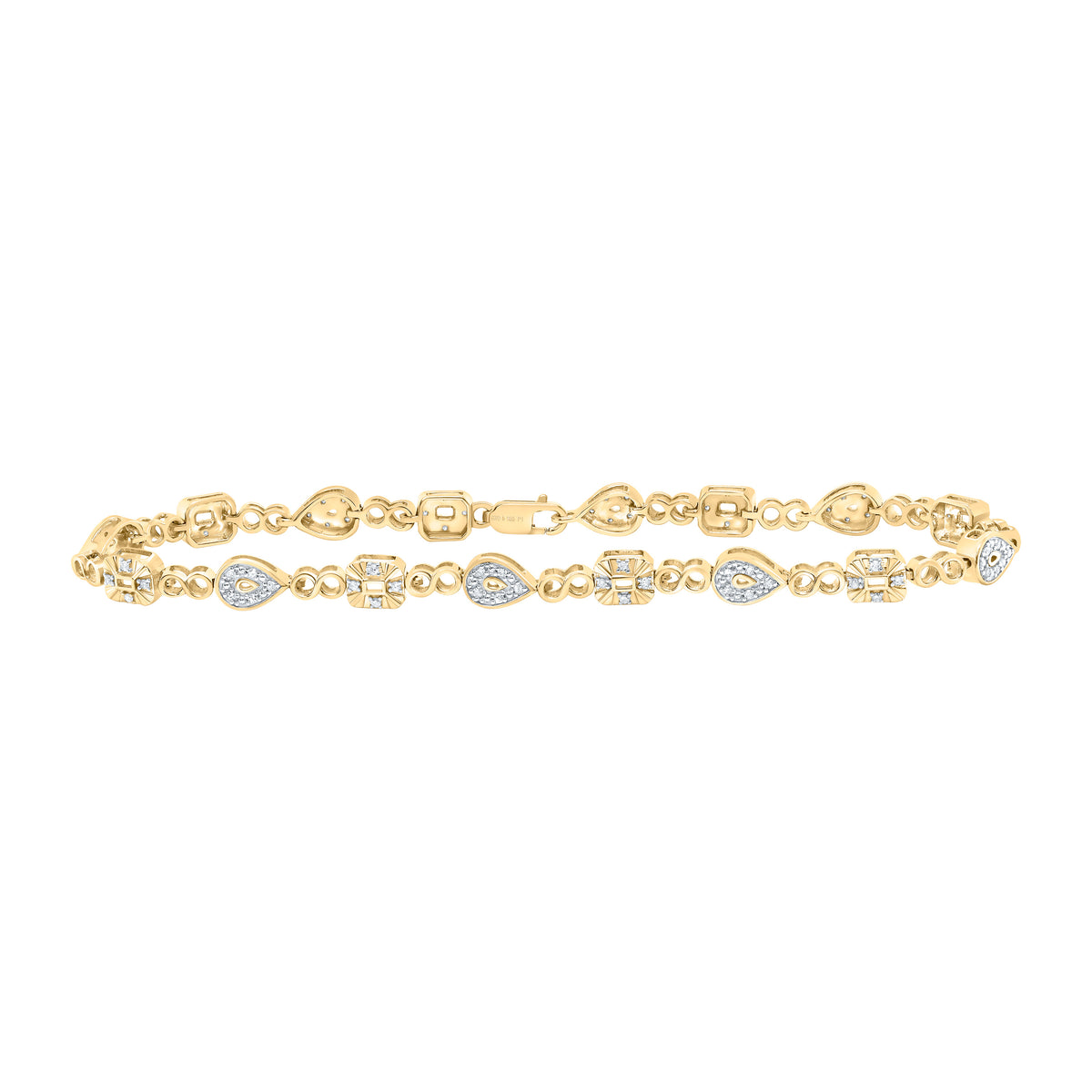 Yellow-Tone Sterling 1/4 Ct-Natural Diamond Gift Pear Bracelet (7 Inch ) 6.65 Gram