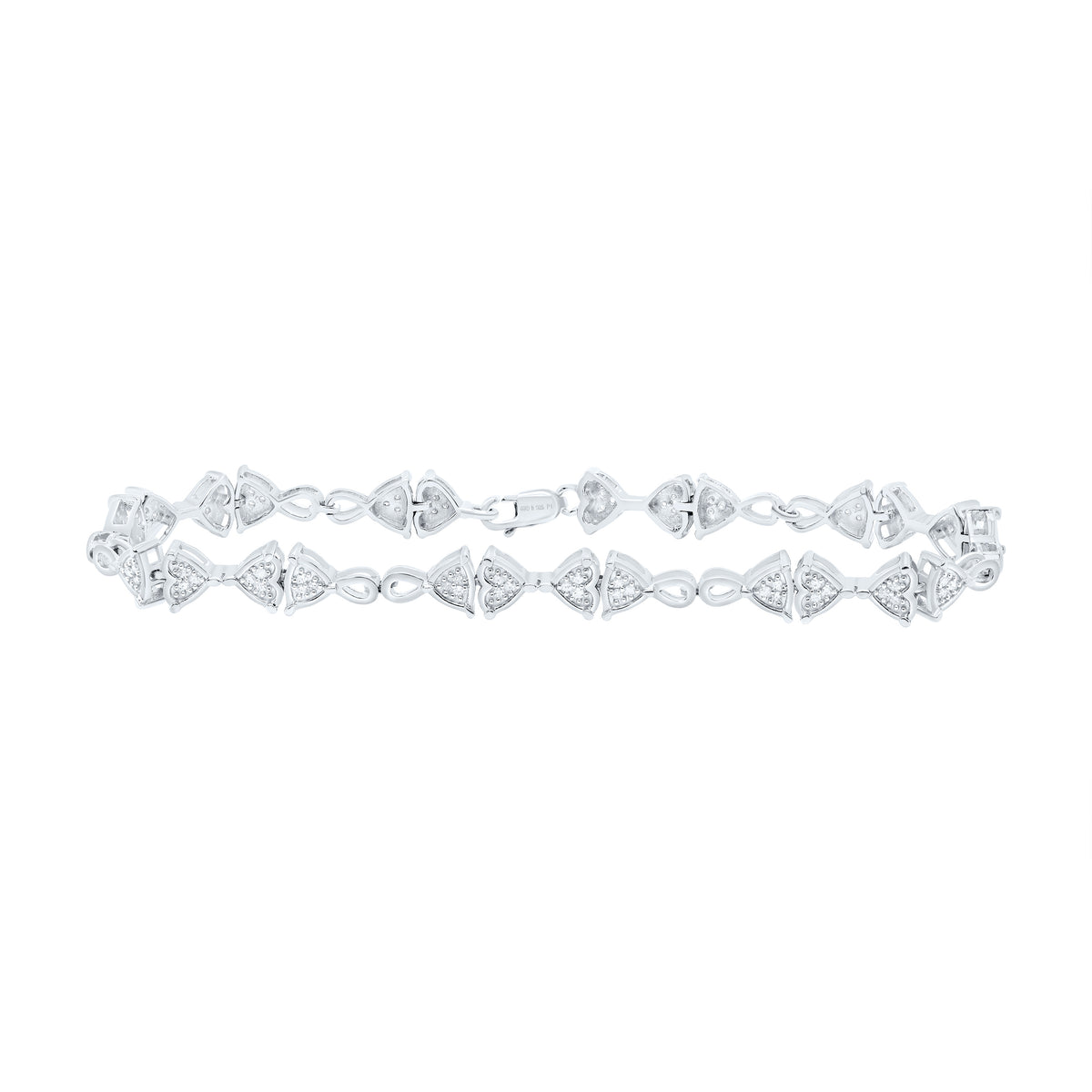 Sterling Silver 1/3 CTW-Natural Diamond Gift Heart Bracelet (7 Inch ) 7.64 Gram