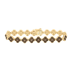10K Yellow Gold 1 7/8 CTW-Natural Diamondcognac Natural Clover Bracelet (7 Inch ) 15.10 Gram