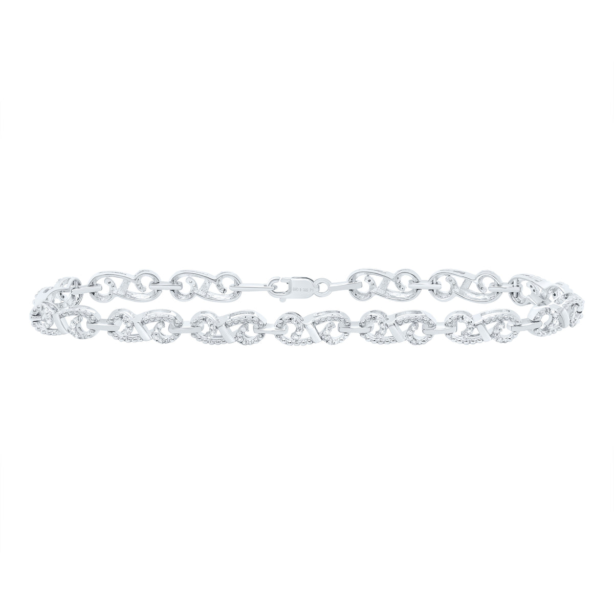 Sterling Silver 1/3 Ct-Natural Diamond Gift Bracelet (7 Inch ) 7.30 Gram