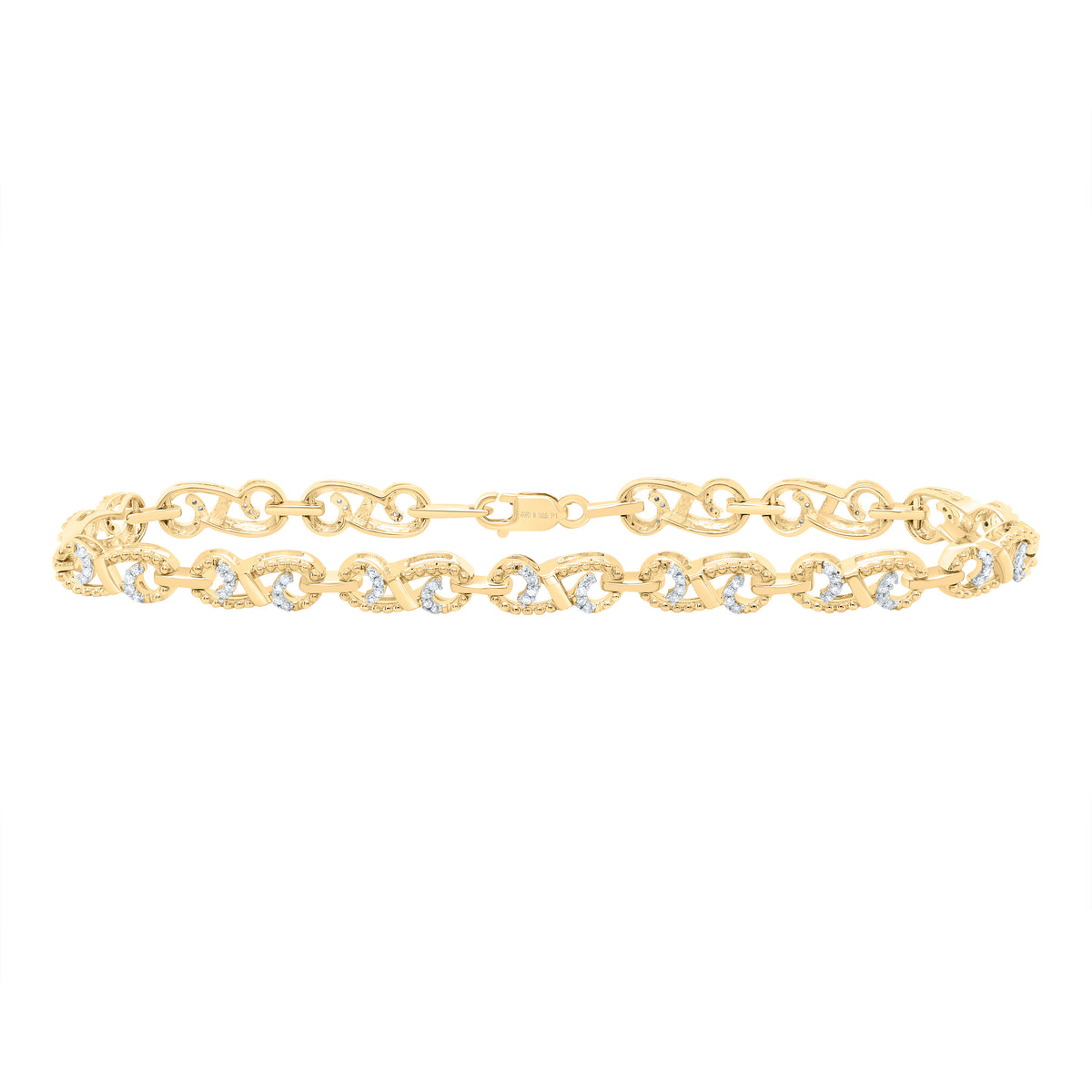 Yellow-Tone Sterling 1/3 Ct-Natural Diamond Gift Bracelet (7 Inch ) 7.27 Gram