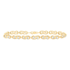 Yellow-Tone Sterling 1/3 Ct-Natural Diamond Gift Bracelet (7 Inch ) 7.27 Gram