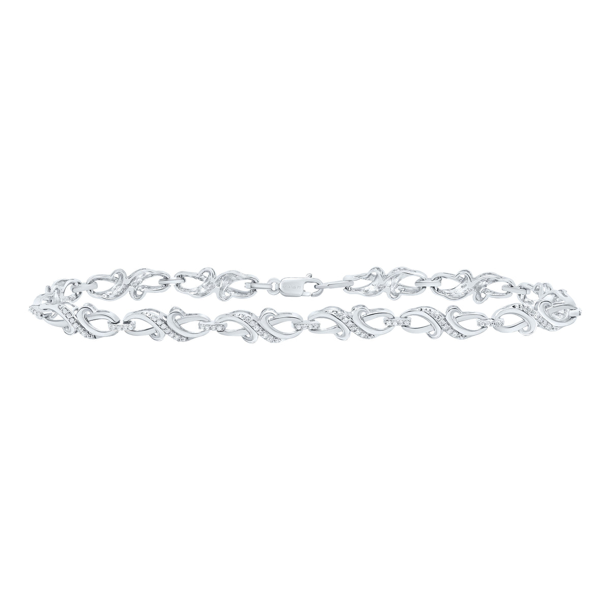 Sterling Silver 1/3 Ct-Natural Diamond Gift Bracelet (7 Inch ) 5.56 Gram