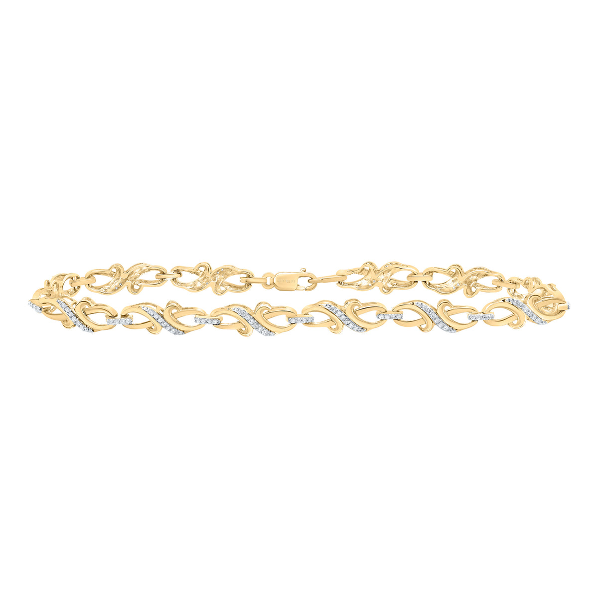 Yellow-Tone Sterling 1/3 Ct-Natural Diamond Gift Bracelet (7 Inch ) 5.74 Gram