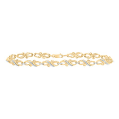 Yellow-Tone Sterling 1/3 Ct-Natural Diamond Gift Bracelet (7 Inch ) 5.74 Gram