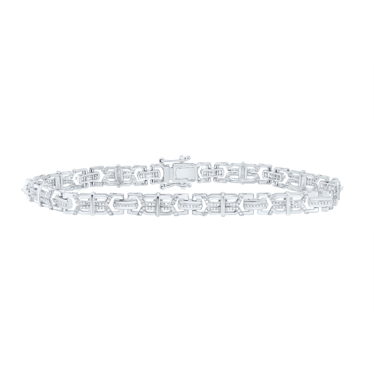 Sterling Silver 1.00 Ct-Natural Diamond Gift Bracelet (8 Inch ) 13.894 Gram