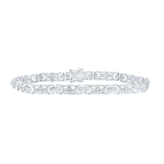 Sterling Silver 1.00 Ct-Natural Diamond Gift Bracelet (8 Inch ) 13.894 Gram