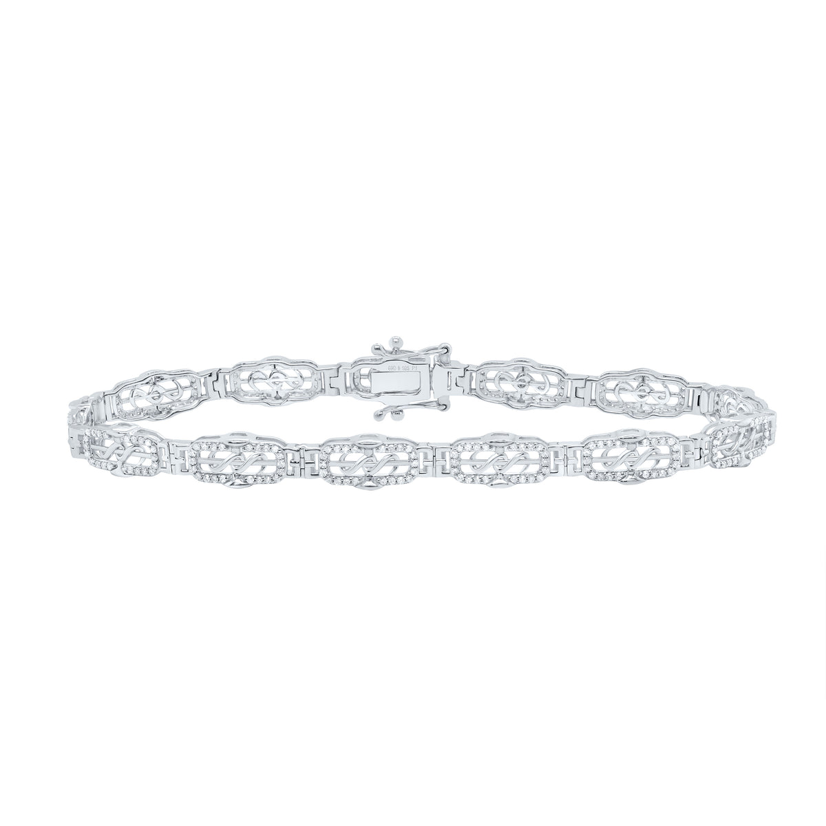 Sterling Silver 1 Ct-Natural Diamond Gift Bracelet (8 Inch ) 11.86 Gram