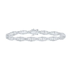 Sterling Silver 1 Ct-Natural Diamond Gift Bracelet (8 Inch ) 11.86 Gram