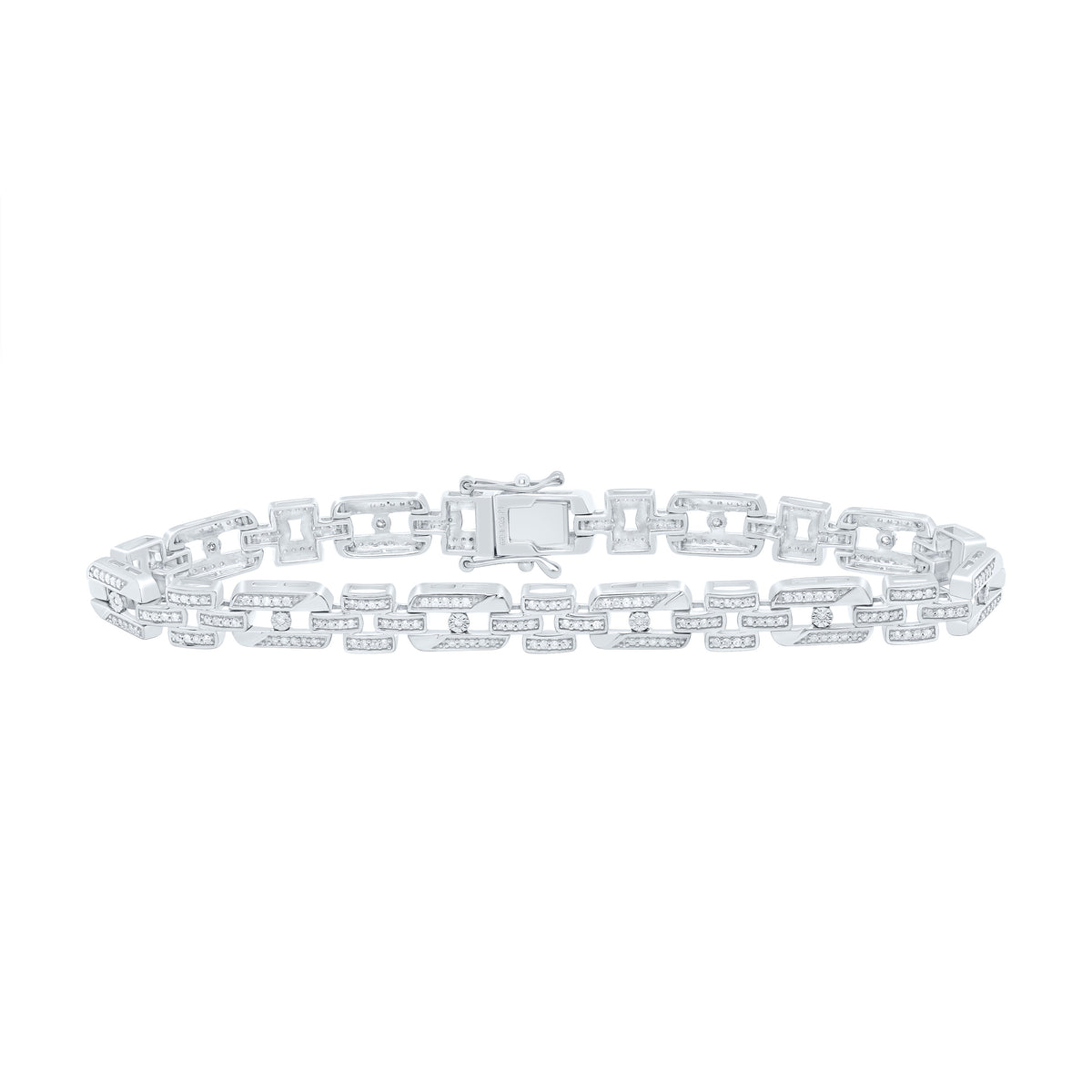 Sterling Silver 1 Ct-Natural Diamond Gift Bracelet (8 Inch ) 17.80 Gram