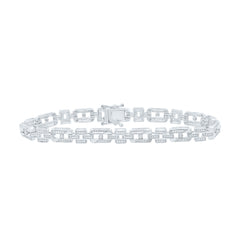 Sterling Silver 1 Ct-Natural Diamond Gift Bracelet (8 Inch ) 17.80 Gram