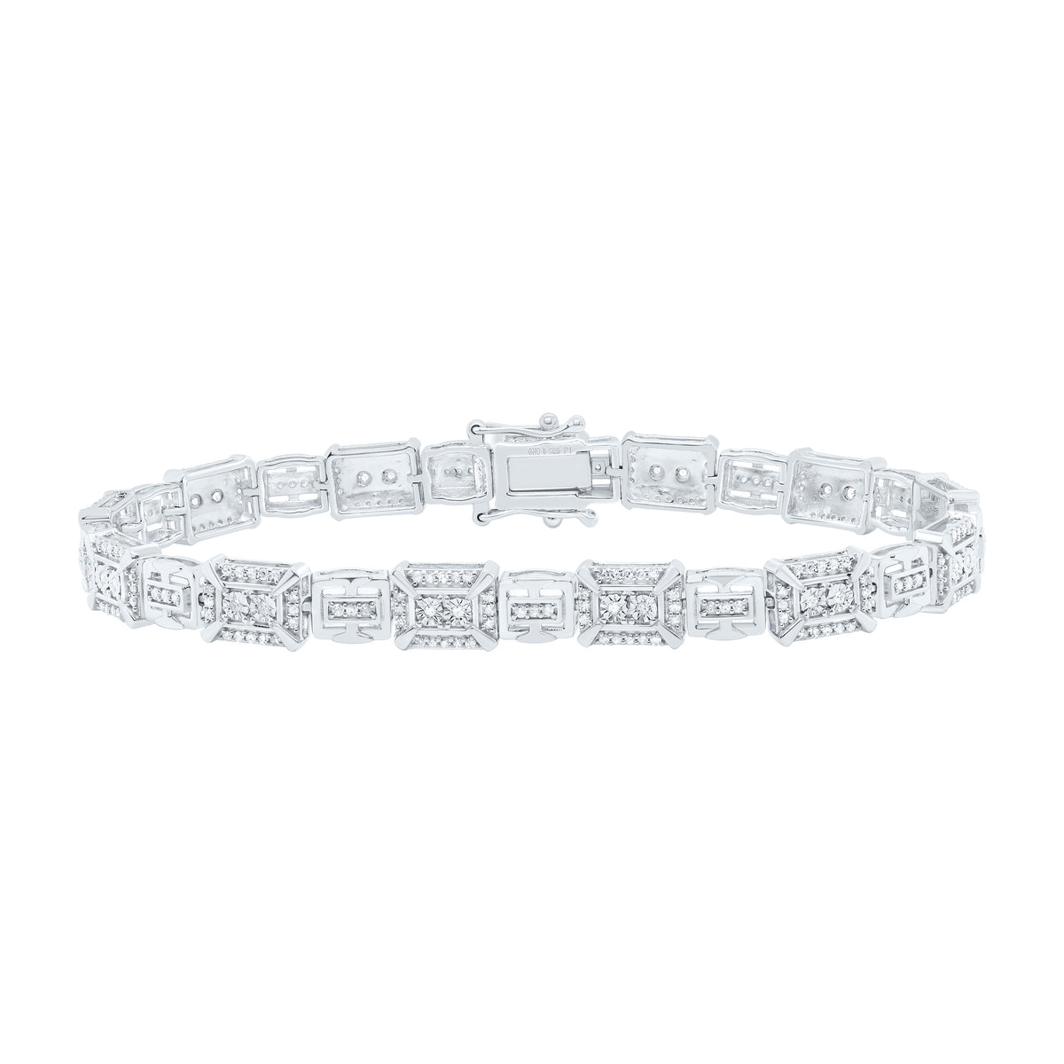 Sterling Silver 1 Ct-Natural Diamond Gift Bracelet (8 Inch ) 15.00 Gram
