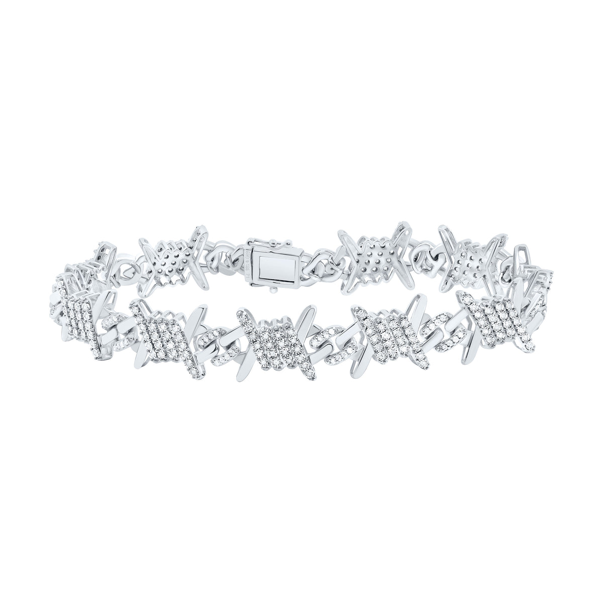 Sterling Silver 1 1/4 Ct-Natural Diamond Gift Bracelet (8Inch ) 23.60 Gram