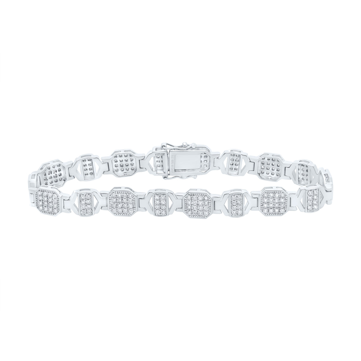 Sterling Silver 5/8 CTW-Natural Diamond Gift Bracelet (8 Inch ) 24.80 Gram
