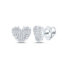 Sterling Silver 1/5 CTW-Natural Diamond Gift Flame Heart Stud Earring 2.20 Gram