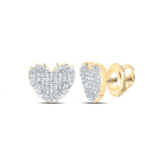 Yellow-Tone Sterling 1/5 CTW-Natural Diamond Gift Flame Heart Stud Earring 2.23 Gram