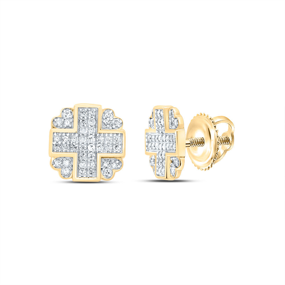 Yellow-Tone Sterling 1/3 CTW-Natural Diamond Gift Stud Earring 1.84 Gram